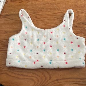 Cute fuzzy crop tank top
